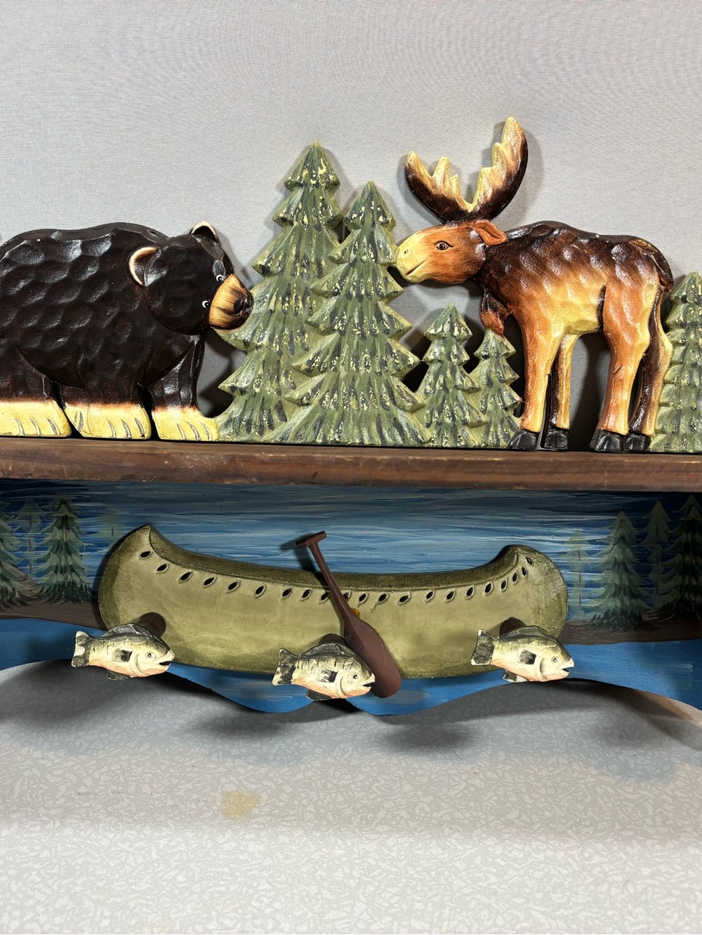 Home Interiors Woodland Wall Shelf with Hooks